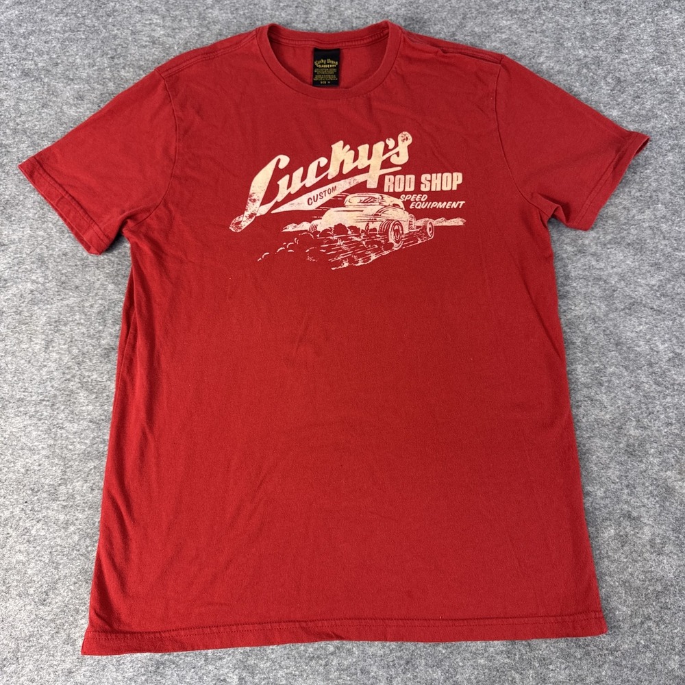 Lucky Brand Shirt Mens Medium Lucky's Rod Shop Custom Speed Equipment Car Tee